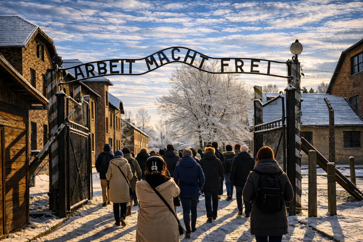 Auschwitz I Arbeit Macht Frei Gate Guided Tour Krakow Direct “Arbeit macht frei” gate at Auschwitz I memorial site