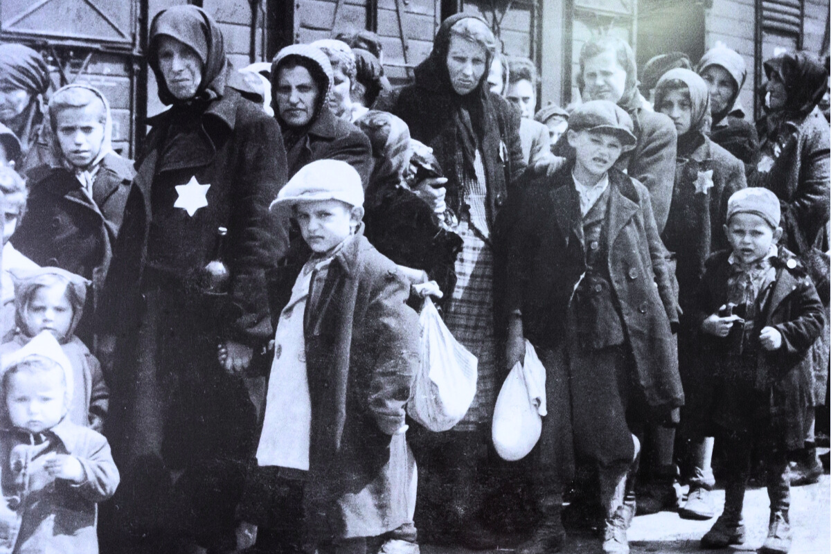 Auschwitz Museum Historical Prisoners Photograph Exhibit Historic photograph of Jewish prisoners deported to Auschwitz